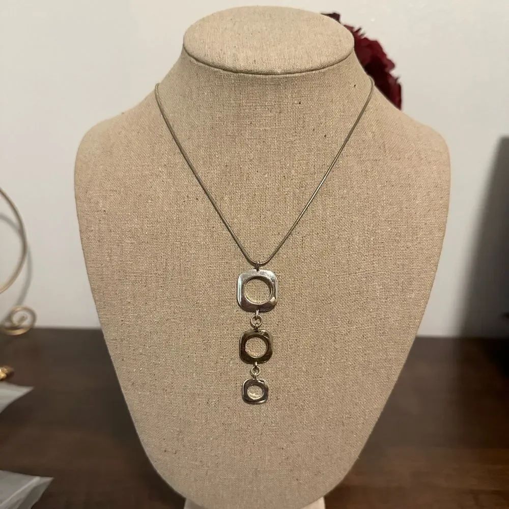 Snake Chain Three  Silver Tone 3 Square Attached Together Mark GEORGE Vintage